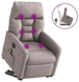 3303049 vidaXL Масажен изправящ стол реклайнер, таупе, текстил