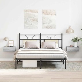 815285 vidaXL Плаващи нощни шкафчета 2 бр сив сонома 40x30x15 см инж. дърво