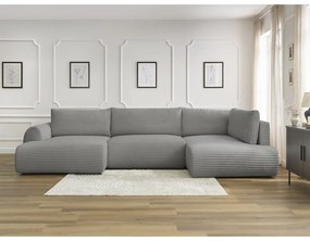 Тъмносив разтегателен ъглов диван от рипсено кадифе (ляв ъгъл/"U" форма) Lucien – Bobochic Paris