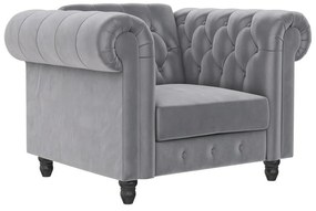 Светлосиво кадифено кресло Chesterfield Felix – Støraa