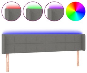 3123251 vidaXL LED горна табла за легло, тъмносива, 183x16x78/88 см, плат
