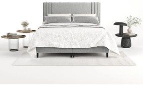 Сиво тапицирано двойно легло с място за съхранение 140x200 cm Musca – Maison de Rêve