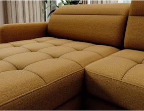 Жълт кадифен разтегателен ъглов диван с място за съхранение (десен ъгъл U форма) Berrto – ELTAP
