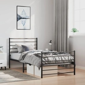 352332 vidaXL Метална рамка за легло с горна и долна табла, черна, 100x200 см