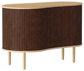 Нисък скрин с дъбов декор в кафяв и естествен цвят с плъзгащи се врати 100x67 cm Audacious - UMAGE