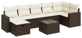 3325419 vidaXL Градински комплект с възглавници, 8 части, кафяв, полиратан