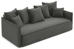 Тъмносив кадифен разтегателен диван с място за съхранение 225 cm Hula – Makamii