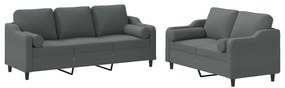 3201851 vidaXL Комплект дивани 2 части с възглавници тъмносив текстил