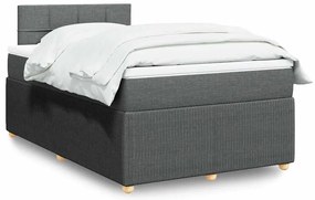 3289724 vidaXL Боксспринг легло с матрак, тъмносиво, 120x200 см, плат