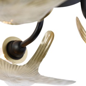 Ориенталски таванен аплик месинг с черен 3-светлина - Louka