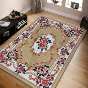 Красив светлокафяв килим с флорален десен Ширина: 120 см | Дължина: 170 см