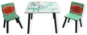 GINGER HOME К-кт дървена маса с 2 столчета DINOSAUR