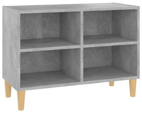 805927 vidaXL ТВ шкаф с крака от дърво масив, бетонно сив, 69,5x30x50 см