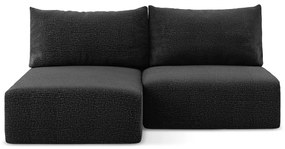 Черен разтегателен ъглов диван с място за съхранение (ляв ъгъл) Kalena – Makamii