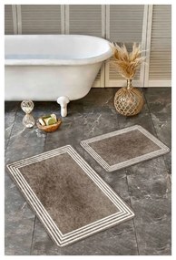 Кафяво-сиви кадифени килими за баня в комплект от 2 бр. 60x100 cm – Mila Home