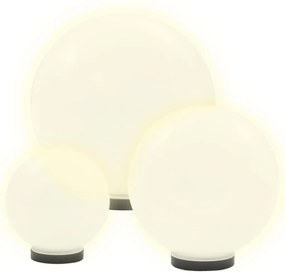 Градински сфери за LED лампи, 3 бр, 20/30/40 см, PMMA