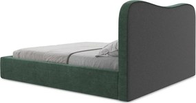 Зелено двойно легло 180x200 cm тапицирано с място за съхранение с включена подматрачна рамка Kahai – Makamii