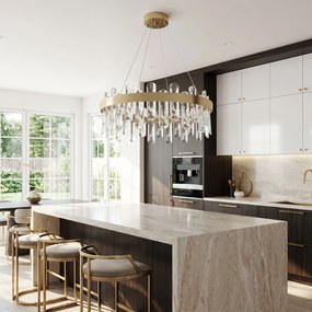 LED кристална висяща лампа SWE074-1CP 50см Brushed Gold