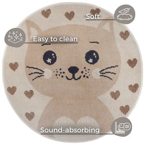 Бежов детски килим ø 140 cm Cat - Hanse Home