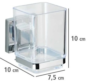 Самозалепващ пластмасов комплект аксесоари за баня в лъскаво сребристо Quadro – Wenko