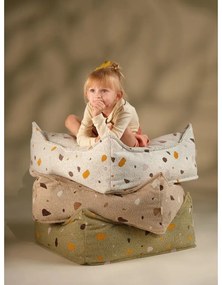 Бял детски пуф от букле и шенил Terrazzo Square – Wigiwama