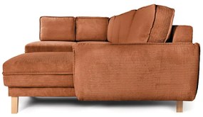 Оранжев сгъваем ъглов диван от рипсено кадифе (ляв ъгъл/"U" форма) Tori – Bonami Selection