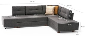Тъмносив ъглов разтегателен диван (десен ъгъл) Manama - Balcab Home