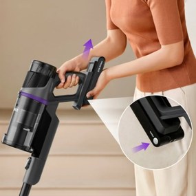 Вертикална прахосмукачка 2в1 Eureka NEC520, 200W, 0.5 л, Автономия 50 мин, Турбо четка, Регулиране на мощността, Миещ се HEPA филтър, Черен