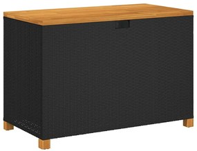 366285 vidaXL Градинска кутия за съхранение черна 110x55x63см PE ратан акация
