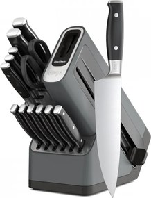 Комплект кухненски ножове с точило Ninja K32014EUUK, 14 части, StaySharp, Ергономичен дизайн, Сребрист/черен