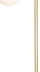 Подова лампа в стил Арт Деко златиста с опалово стъкло 2-светлина - Pallon