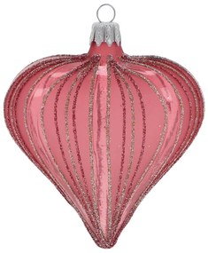 Стъклени ръчно издухани Коледни украси в комплект 3 бр. 9 cm Heart – Ego Dekor