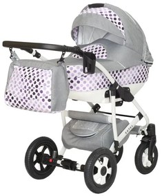 Комбинирана бебешка количка Estel 3в1 DIZAIN BABY - лилави точки