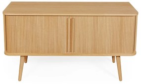 Нисък скрин от декор от дъб с плъзгащи се врати естествен 138x75 cm Rove – Woodman