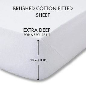 Бял еластичен фланелен чаршаф 90x190 cm Brushed – Catherine Lansfield