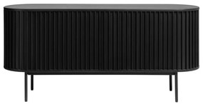 Черен нисък скрин в дъбов декор с плъзгащи се врати 73x160 cm Siena - Unique Furniture