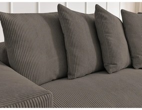 Кафяво-сив сгъваем/с място за съхранение ъглов диван от рипсено кадифе Voltaire – Bobochic Paris