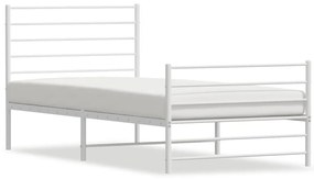 352380 vidaXL Метална рамка за легло с горна и долна табла, бяла, 100x190 см