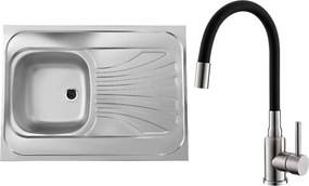 ALVEUS SETA24019-кухненска мивка CLASSIC+смесител за мивка MINTAS 34 см неръждаема стомана/черен