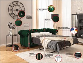 Зелен кадифен разтегателен диван 203 cm York Blik – Ropez