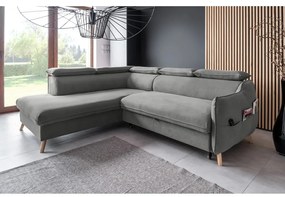 Ъглов разтегателен диван от светлосиво кадифе (ляв ъгъл) Sweet Harmony - Miuform