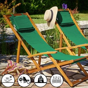 Сгъваем регулируем градински шезлонг от акациева дървесина Сив