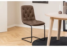Кафяви трапезни столове от имитация на кожа в комплект от 2 бр. Kira – Actona