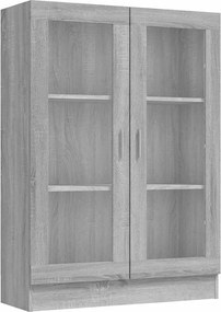 815619 vidaXL Шкаф витрина, сив сонома, 82,5x30,5x115 см, инженерно дърво