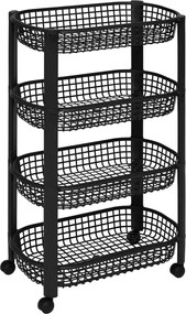 Кухненска количка 5five, 4 нива - Черен