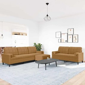 3278508 vidaXL Мека мебел от 3 части с възглавници и болстери кафяв кадифе