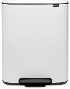 Бяло стоманено кошче за боклук за рециклиране с педал 60 l Bo – Brabantia