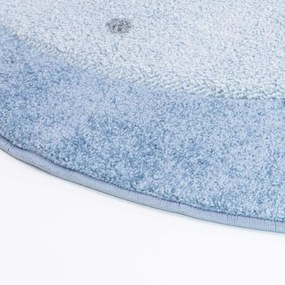 Красив син кръгъл килим бял лебед Ширина: 120 см