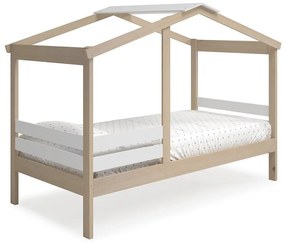 Бяло/естествено легло за къща от бор 90x190 cm Angel - Marckeric