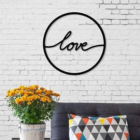 Метална стена изкуство Love в черен цвят 45x2x45см.